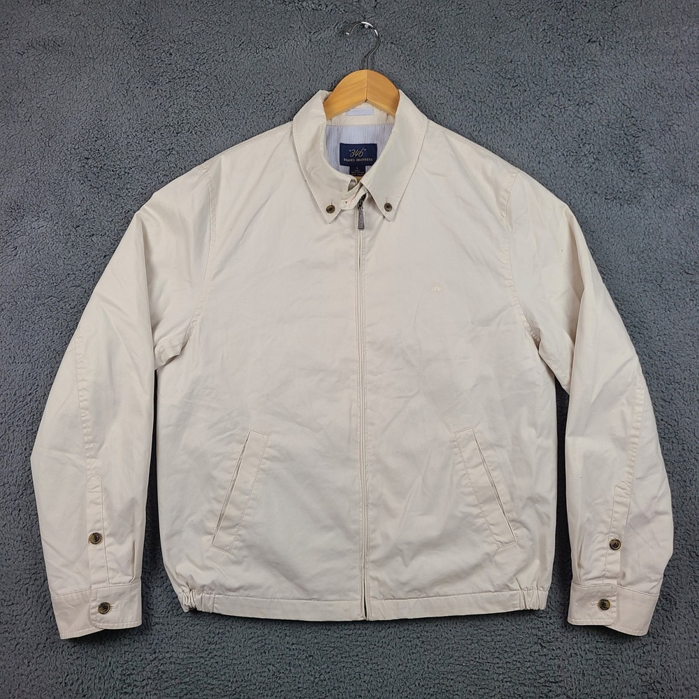 Brooks Brothers 346 Mens Harrington Jacket Beige Cotton Zip Windbreaker Large
